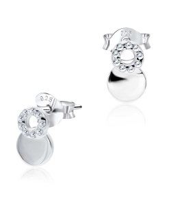 Round CZ Overlap Style Silver Ear Stud STS-3244